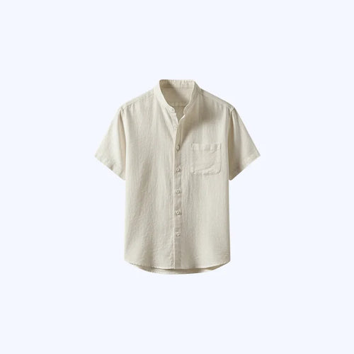 100% Linen Shirt with Priest Collar and Short Sleeves