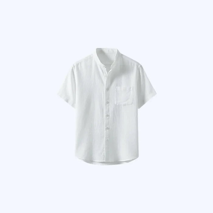 100% Linen Shirt with Priest Collar and Short Sleeves