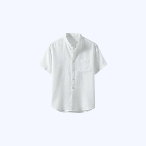 100% Linen Shirt with Priest Collar and Short Sleeves