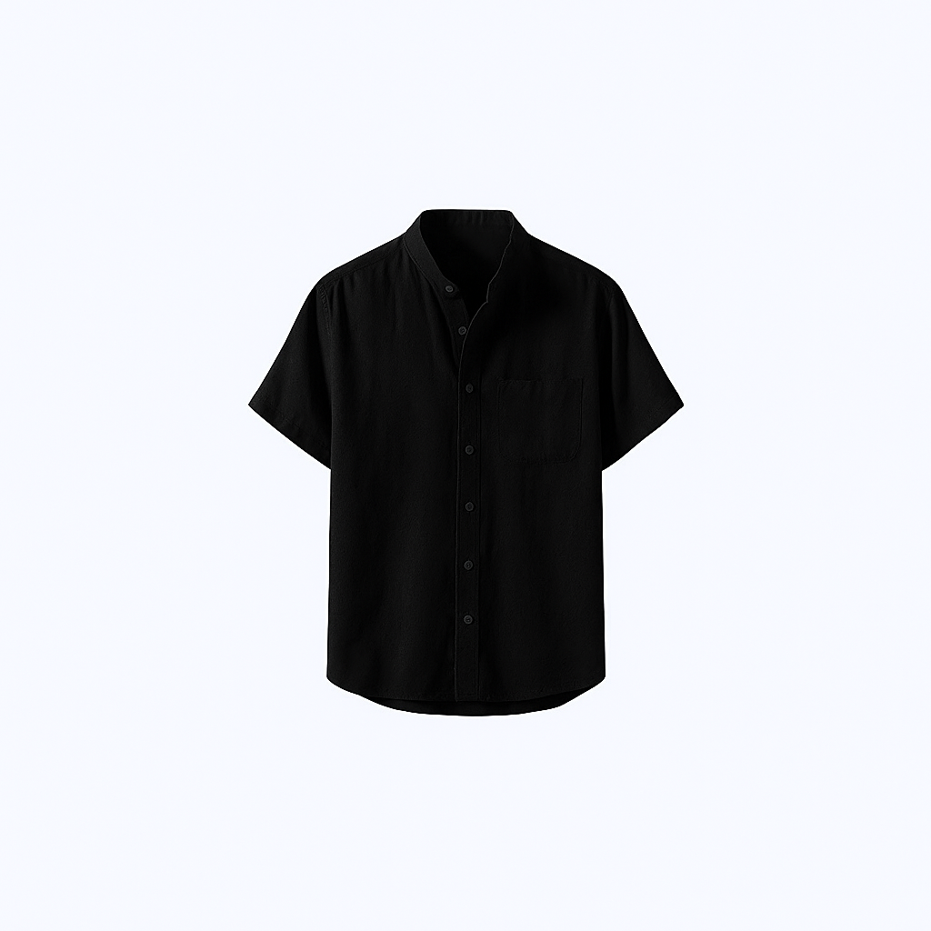 100% Linen Shirt with Priest Collar and Short Sleeves